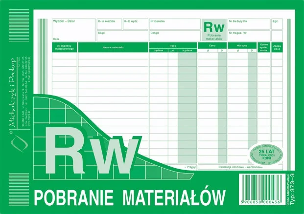 373-3 RW pobranie materiałów