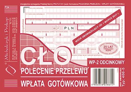 466-5 CŁO - Polecenie przelewu/wpłata gotówkowa - WP 2 - odcinkowy