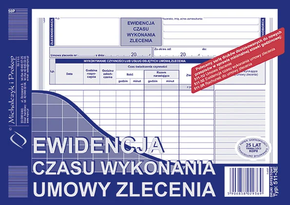511-3E Ewidencja czasu wykonywania umowy zlecenia