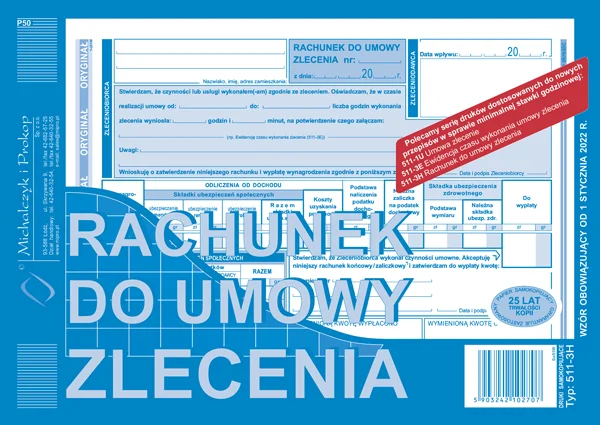511-3H Rachunek do umowy zlecenia