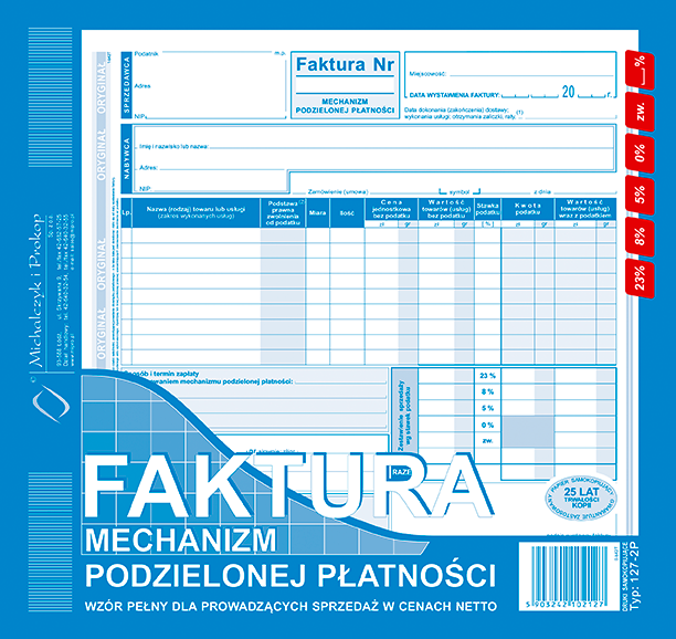 127-2P Faktura mechanizm podzielonej płatności dla prowadzących sprzedaż w cenach netto