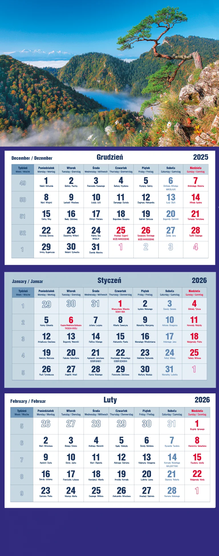 T-105T Terminarz trójdzielny