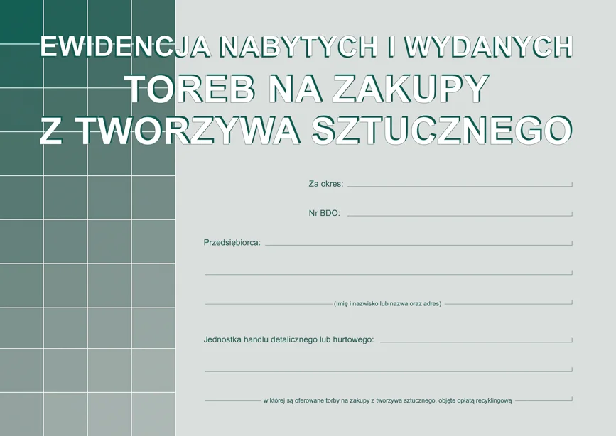S-200-3 Ewidencja nabytych i wydanych toreb na zakupy z tworzywa sztucznego