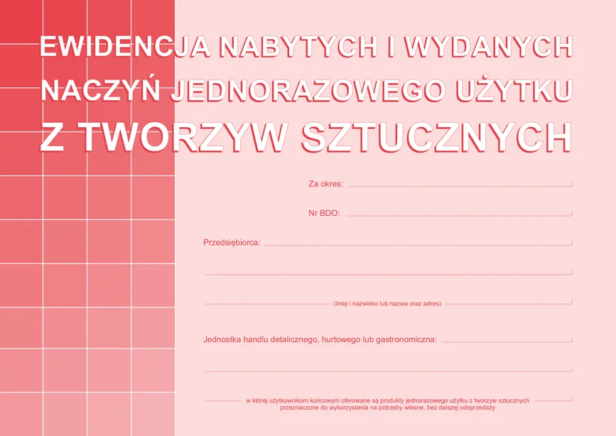 S-210-3 Ewidencja nabytych i wydanych naczyń jednorazowego użytku z tworzyw sztucznych