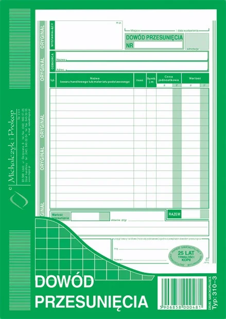 310-3 Dowód przesunięcia